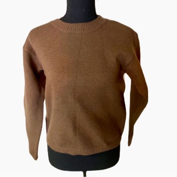 #320 BROWN Stretch Crew Neck Sweater - Picture 1 of 7